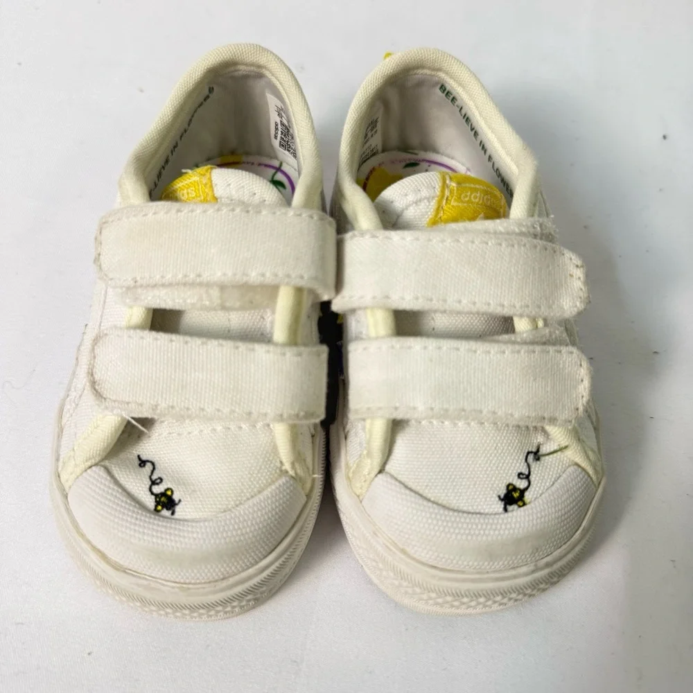 Adidas Originals Nizza Kids Toddler sz 4K BEE-Lieve Flowers‎ Yellow Canvas Shoes
